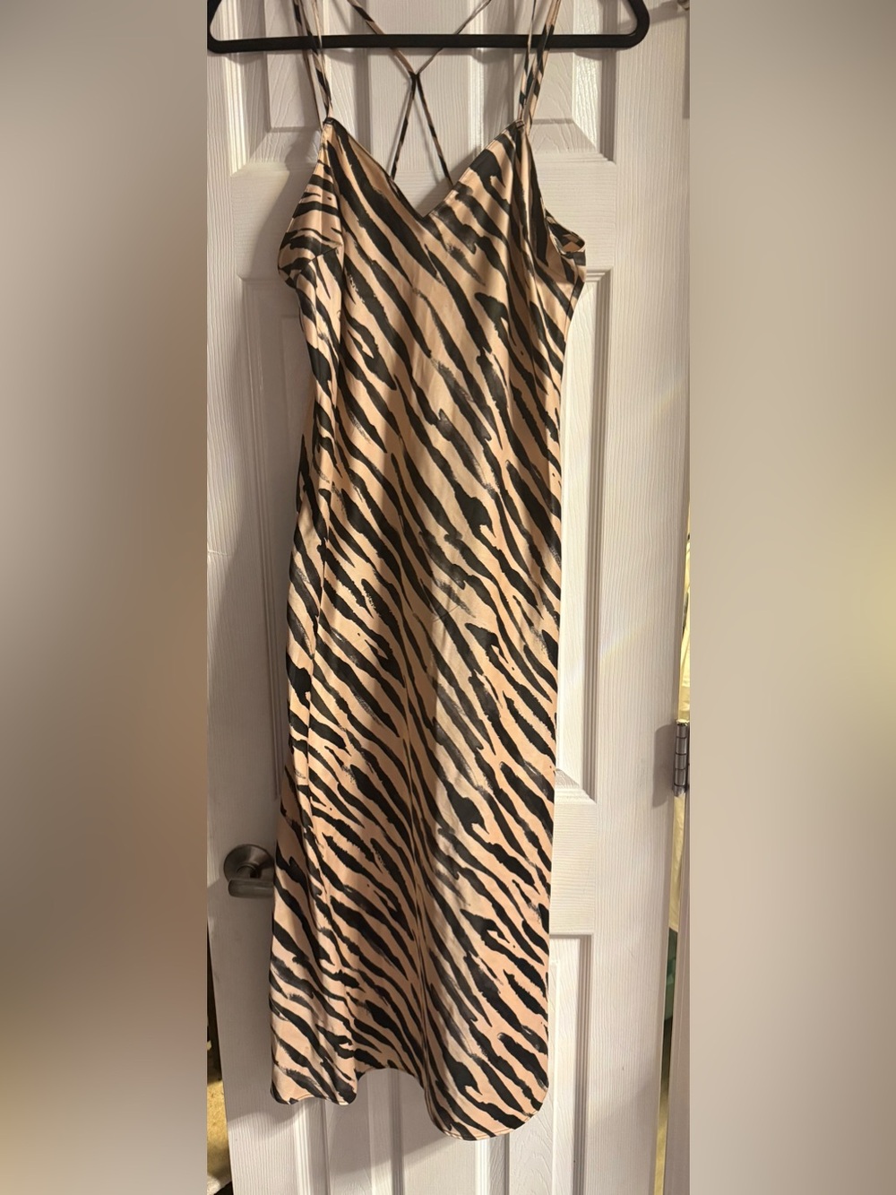 INC tan brown black satin dress size XS/S